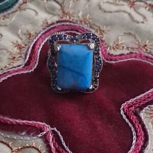 Elegant Blue Stone Silver Ring